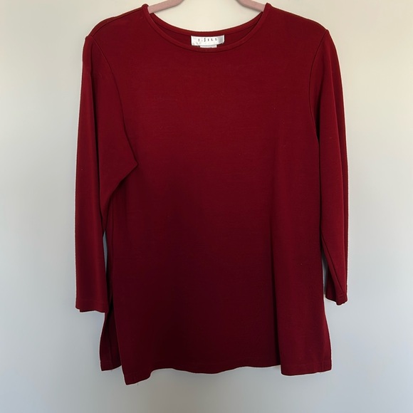 J. Jill Tops - J.Jill Three Quarter‎ Sleeve Split Hem Top - Size Small - Red - Made in USA